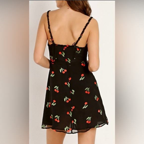 For Love & Lemons Cherry Twist Tank Mini Dress Cherry Burnout Black Size Large - Picture 2 of 9